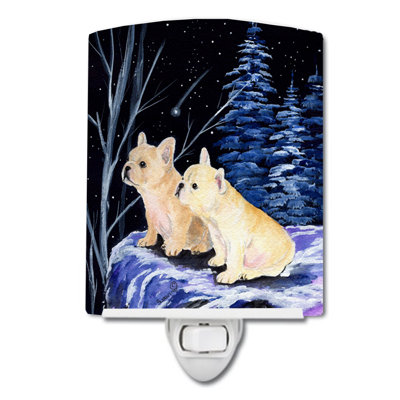 Éclairage de nuit en céramique french bouledogue starry