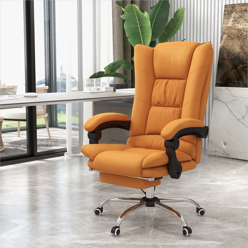 Chaises de bureau en cuir de polyuréthane brun clair, télécommande et conception réglable
