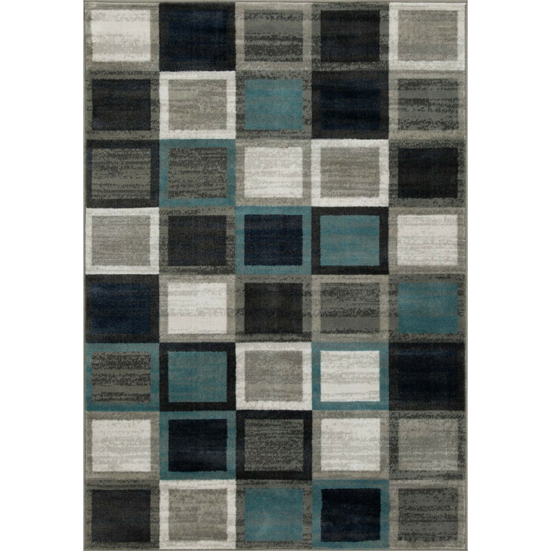 Aty Wool Geometric Indoor / Outdoor Rug, Rectangle 5' x 8'