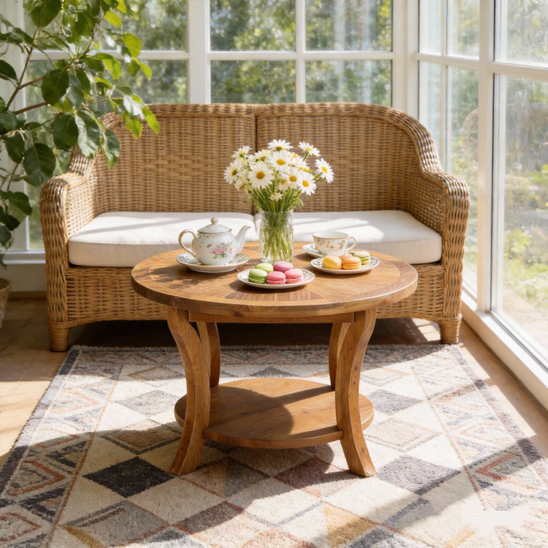 Solid Wood Four Leg Coffee Table with Storage