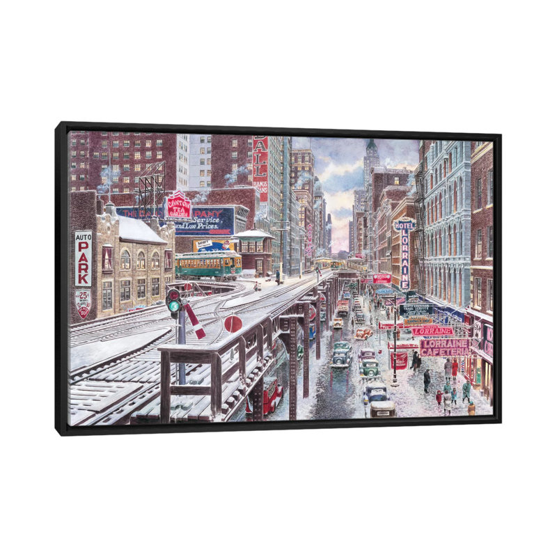 «Chicago, the Loop» par Stanton Manolakas, reproduction d'art sur toile, H 18 po x l 26 po x P 1,5 po, Toile avec cadre noir