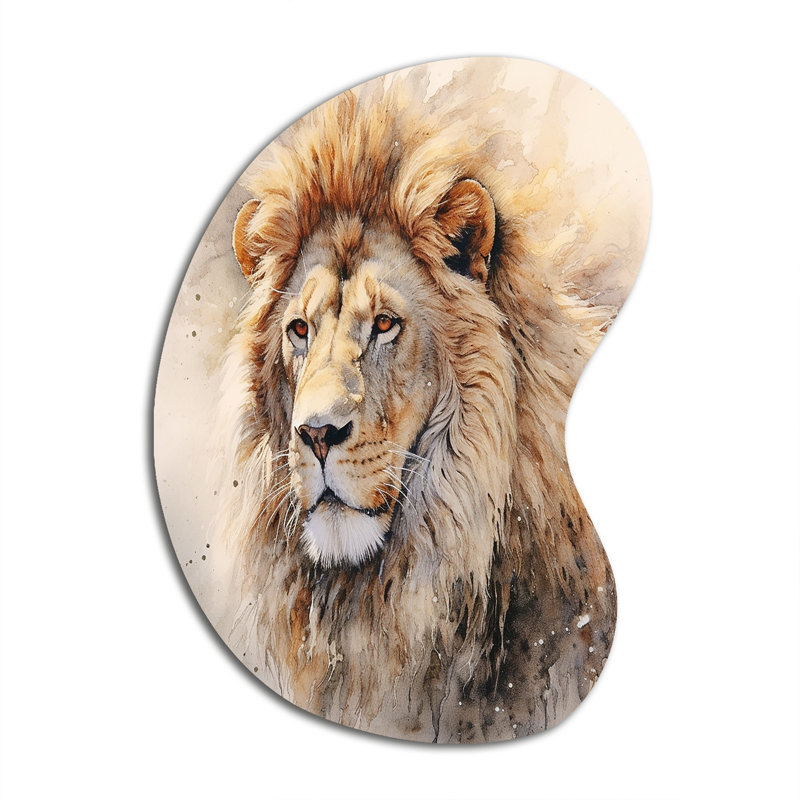 Tayvonne - décoration murale lion asymétrique en métal, sculpture murale de forme irrégulière, H 31 po x l 22 po