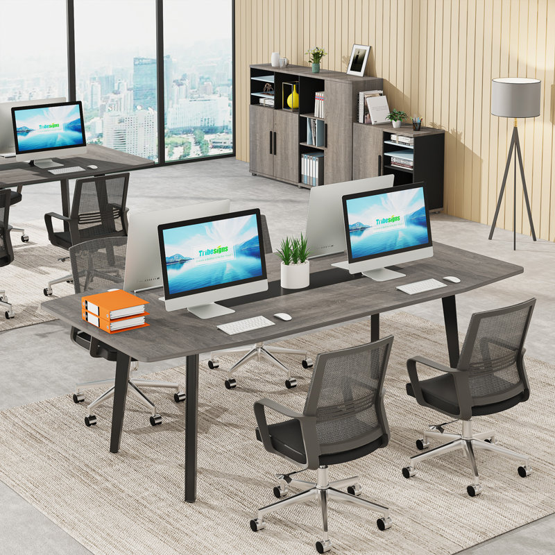 180cm Boat Shaped Conference Table, Grey