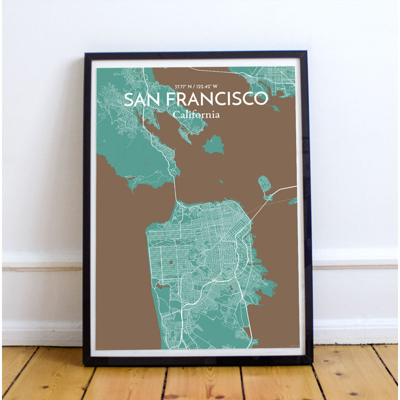 San Francisco City Map - No Frame Print, 91.4cm H x 61cm W x 0.13cm D