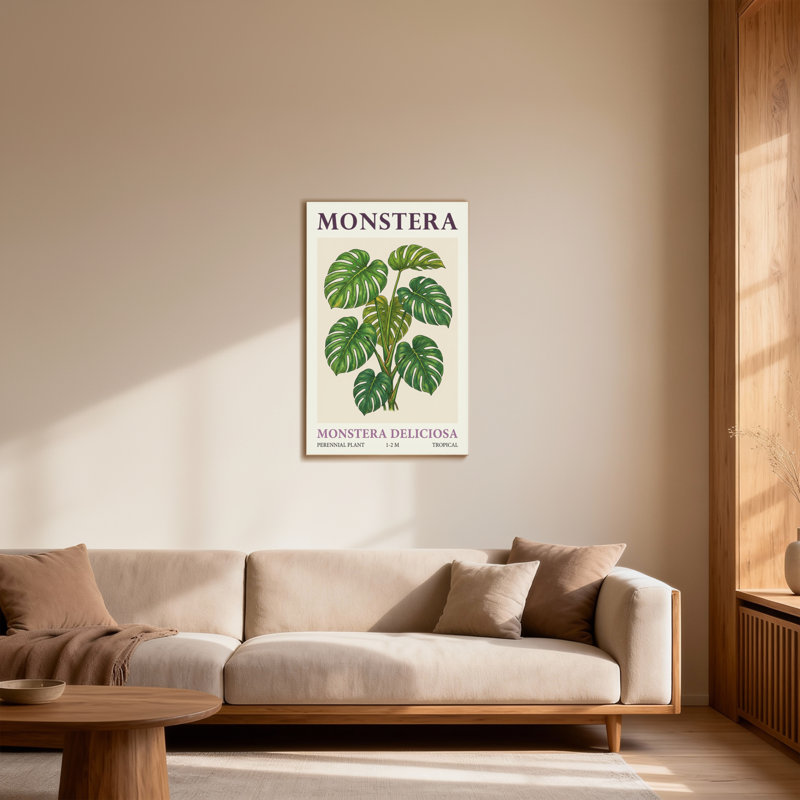 Plantes et fleurs motif de feuilles tropicales Monstera Deliciosa, H 36 po x l 24 po