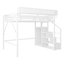 Grand lit mezzanine avec escalier et garde-robe de rangement, mezzanine haute en métal pour enfants ou adolescents-1470229377
