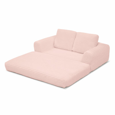 2-In-1 Folding Convertible Sofa Bed, Modern Corduroy Sleeper Couch With 2*Pillows, Futon Modular Upholstered Boneless Loveseat With Pull-Out Bed,Folding Floor Modular Couch For Living Room