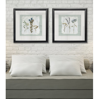 " Pressed Flowers On Shiplap I " 2 - Pieces