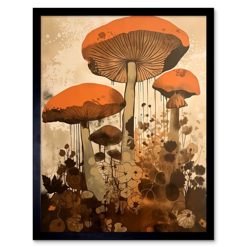 Menadevi Red Mushroom Fungi Ehy Pastel Cottagecore Rustic Decor - Single Picture Frame Print
