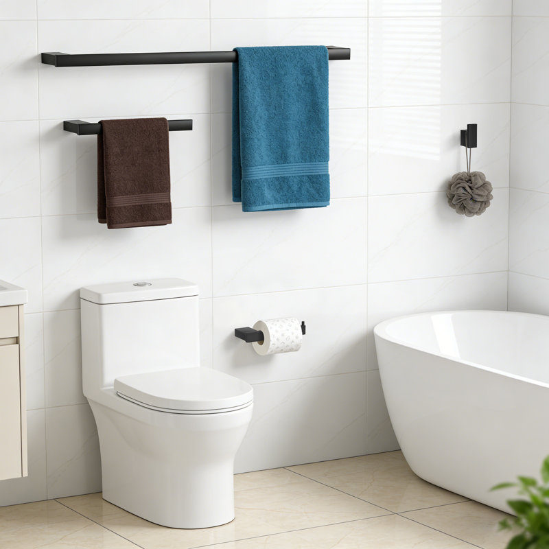 Stainless Steel Wall-mounted 4-piece Bathroom Hardware Set, Stainless Steel Black Bathroom Accessories., Matte Black