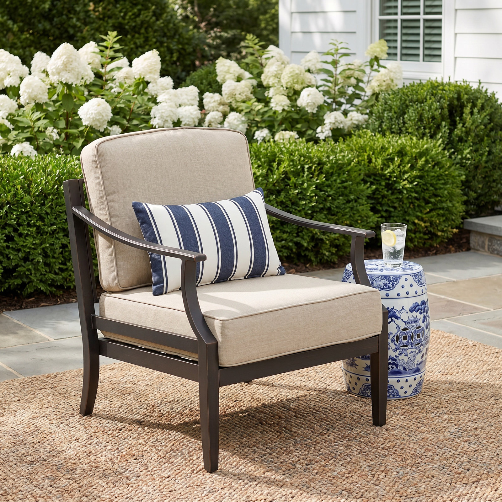  Tamarin Patio Aluminum Club Chair With Sunbrella Cushions