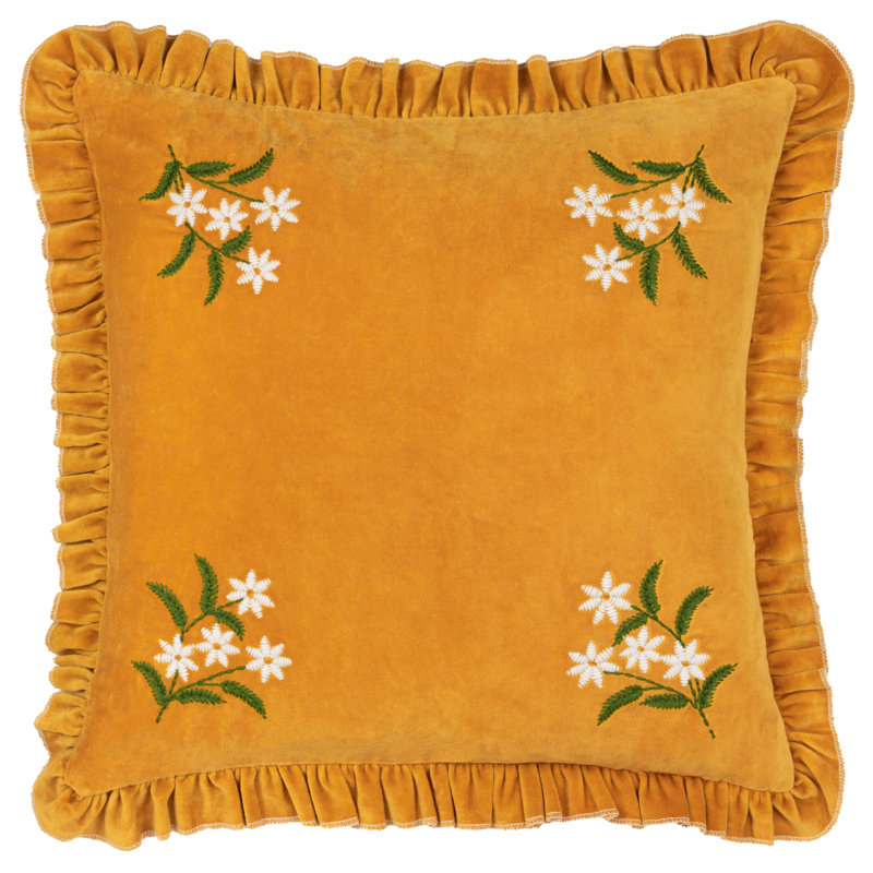 Floral Gold Square Throw Cushion