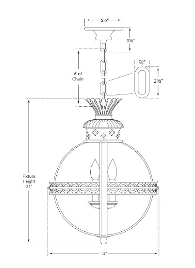 Chapman & Myers Crown Top Banded Globe Lantern, Antique-Burnished Brass