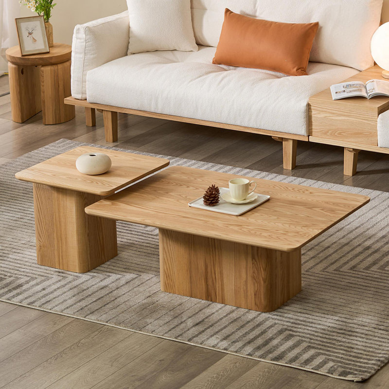 Simple ash wood cream style coffee table