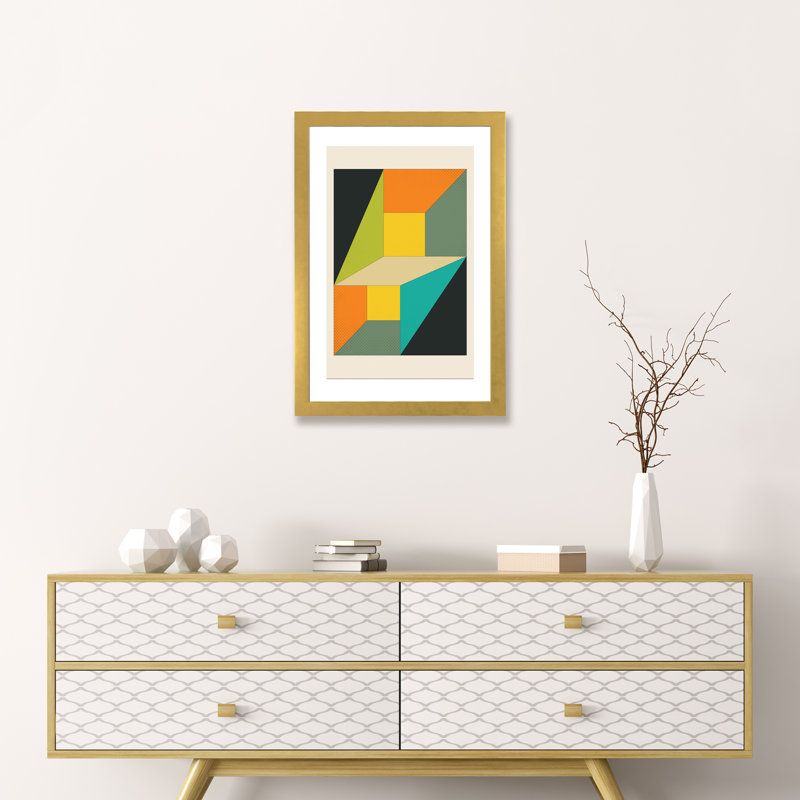 «Deja vu» par Jazzberry Blue - impression d'art graphique, H 24 po x l 16 po x P 1 po, Papier encadré doré