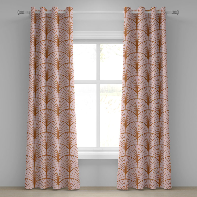 Satin Semi Sheer Curtain Pair, Cinnamon/Blush, 50" W x 108" L