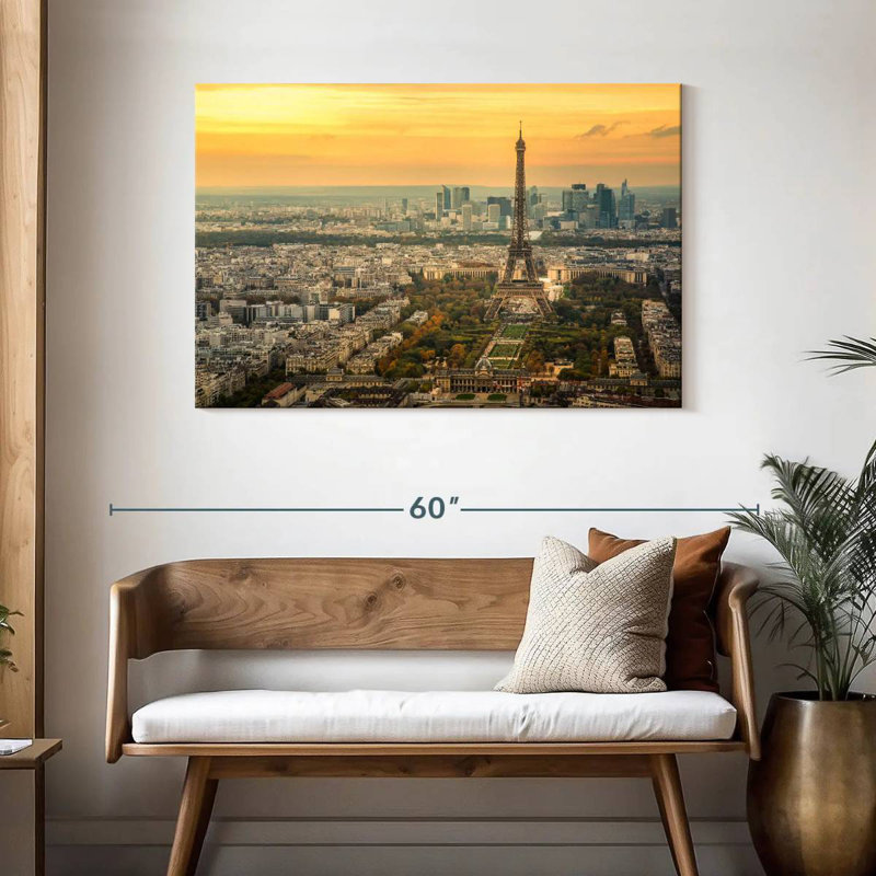 Soleil couchant sur Paris, H 30 po x l 45 po