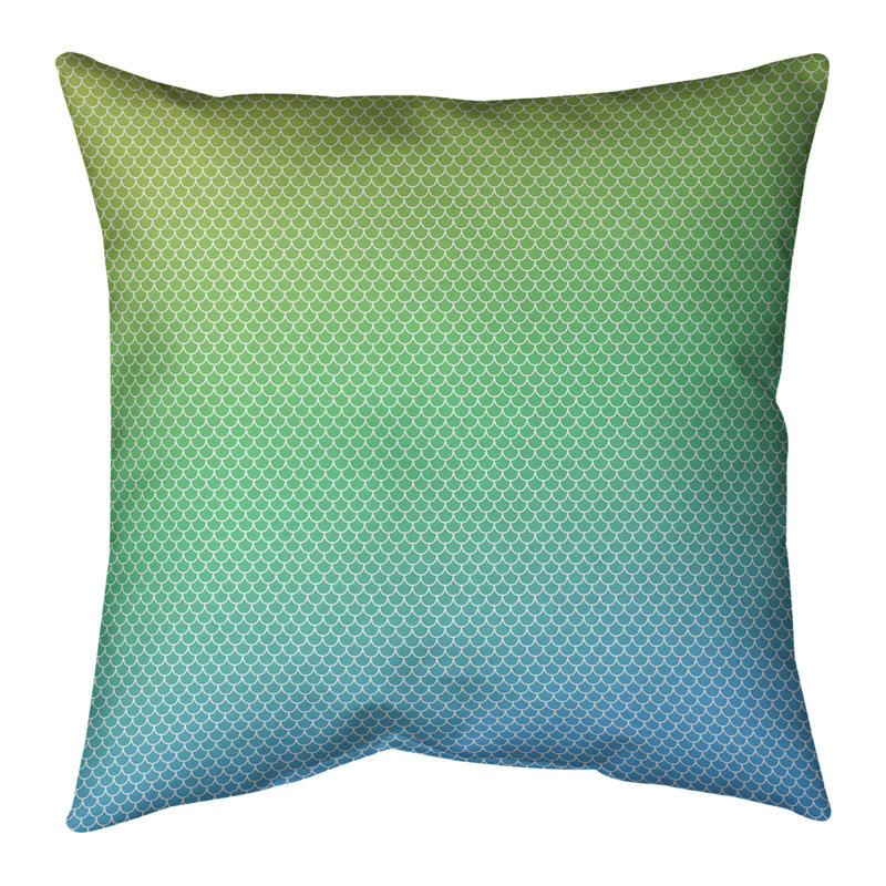 Coussin décoratif intérieur / extérieur Katelyn Elizabeth, 18 po x 18 po, Jaune / vert / aqua