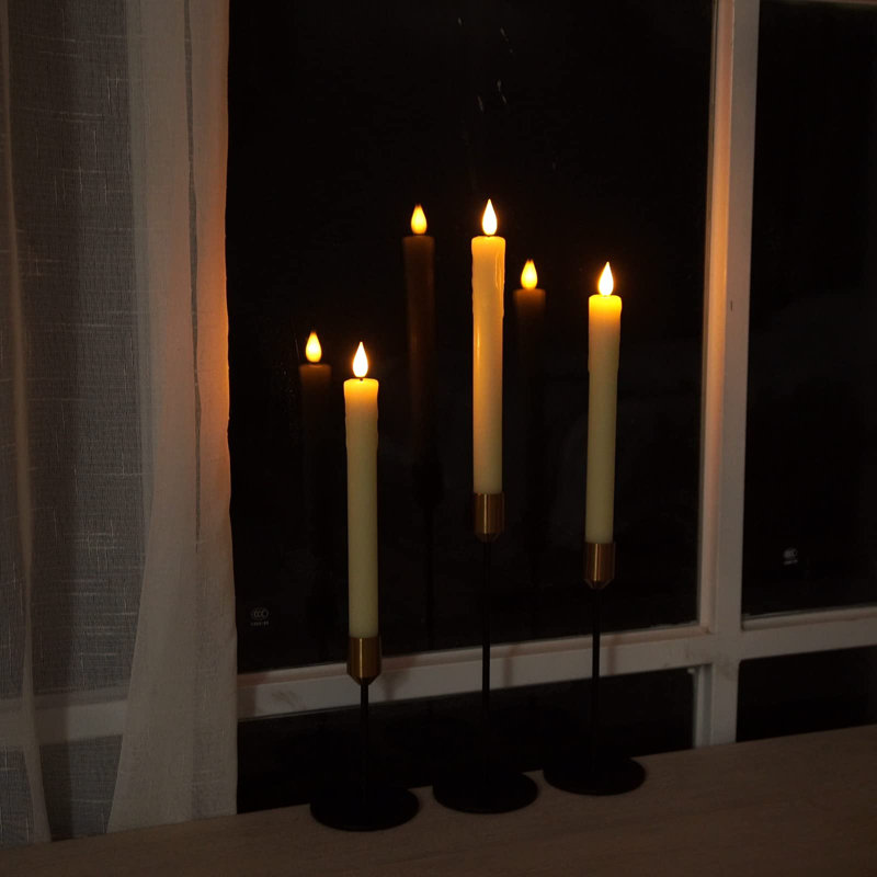 Unscented Flameless Taper Candle, White