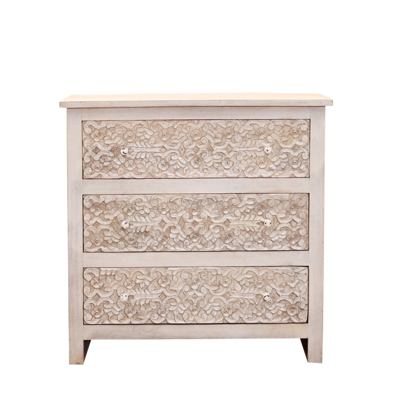 Ajahar Solid Wood 90cm W 3 - Drawer Chest of Drawers