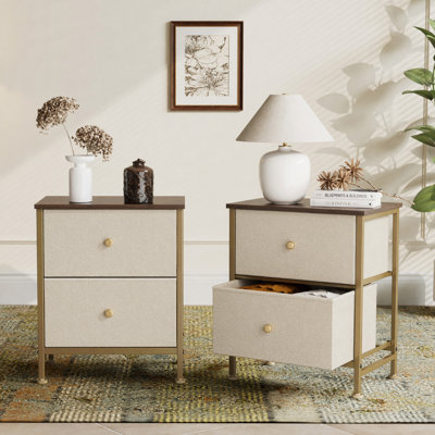 Jaece Modern 2-Fabric Drawer Nightstand, Small Space Bedside Table, End Table Storage Cabinet