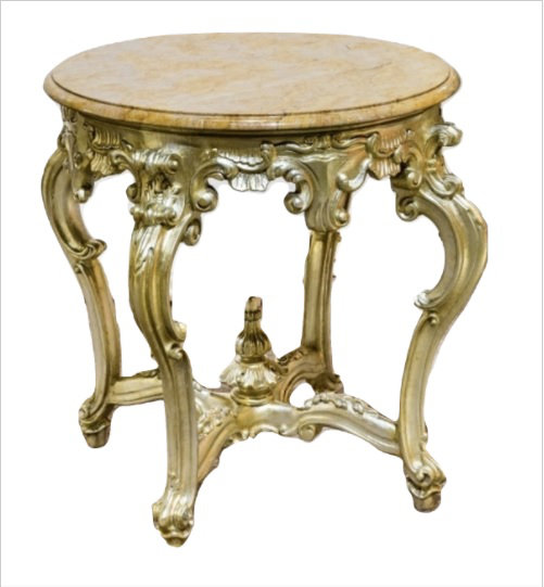 New Empire Marble End Table, Antique Gold
