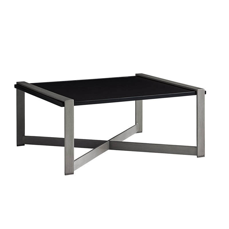 Del Mar 37'' Black and Gray Contemporary Rectangular Cocktail Table