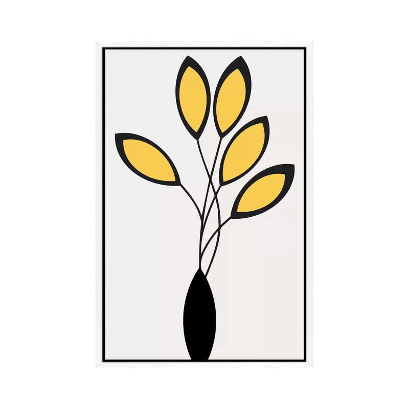 Cinco - Yellow by Kubistika - Print on Canvas, White Floater Framed, 66.04cm H x 45.72cm W x 3.81cm D