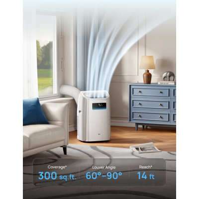 Climatiseur portatif intelligent DREO 12 000 Btu avec refroidissement sans drainage, 46 Db, silencieux 150 Pi. Avec ventilateur et déshumidificateur en blanc