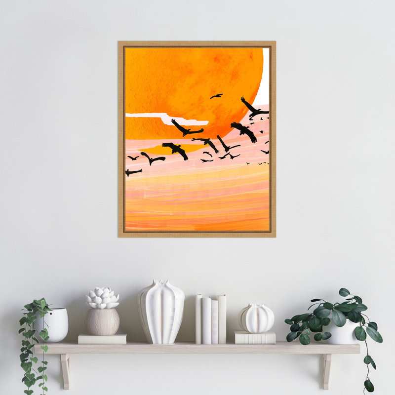 «Birds at Sunset» par Maupin, reproduction d'art sur toile encadrée, H 20 po x l 16 po