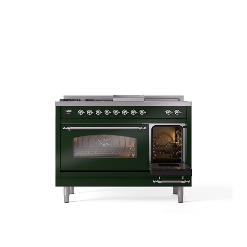 ILVE Nostalgie II 48 Dual Fuel Range, Emerald Green/Chrome, Liquid Propane