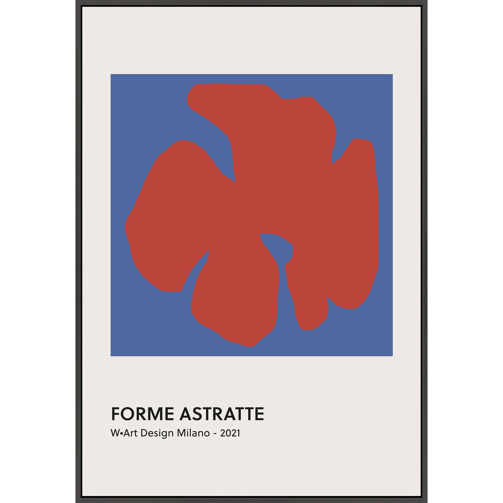 Despina Forme Astratte Blue & Red by Romina Gadler, 20" H x 14" W x 1.25" D, Black Framed Canvas
