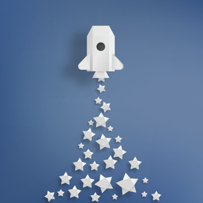 Rocket With Star - Wrapped Canvas Print