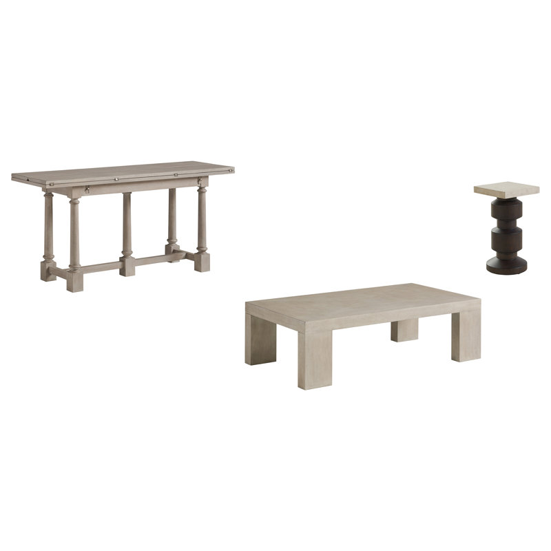 Malibu 3 - Piece Solid Wood Coffee Table Set, Gray