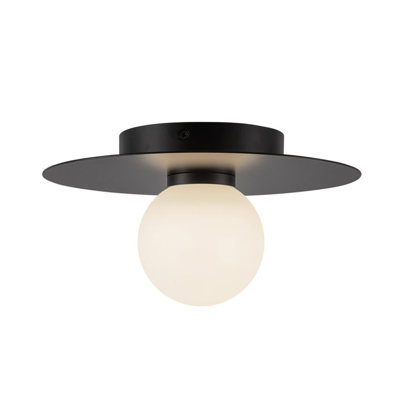 Elixir 10-In Flush Mount, Black/White, Black, 5.38" H x 9.88" W x 9.88" W
