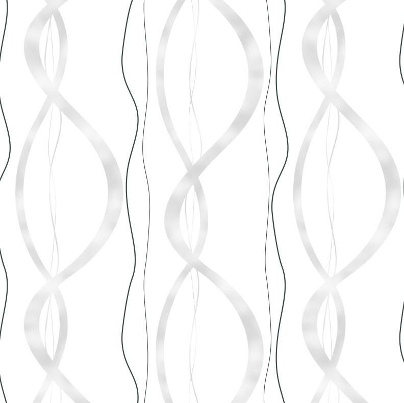 Ribbons And Chains Abstract Vinyl Wallpaper Roll by Jamie Graney, White/Silver/Black