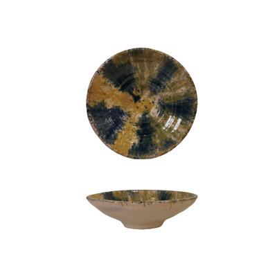Decorative Terra-Cotta Bowl With Reactive Glaze