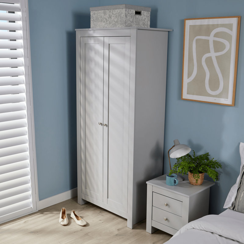 Alandrea 2 Door Manufactured Wood Wardrobe, Grey