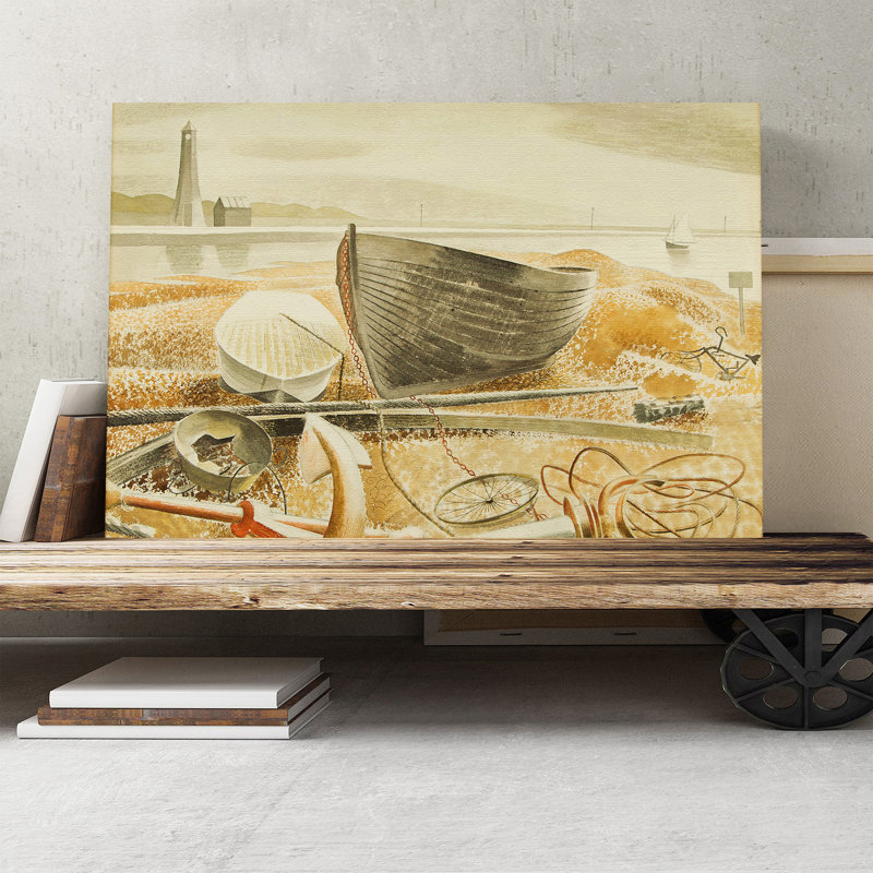 Anchor and Boats by Eric Ravilious - Wrapped Canvas, 70cm H x 100cm W