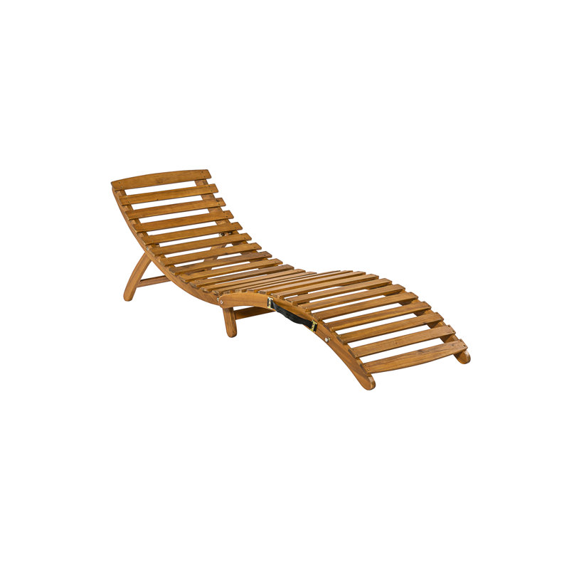 Brechter 180cm Long Acacia Single Chaise with Cushions