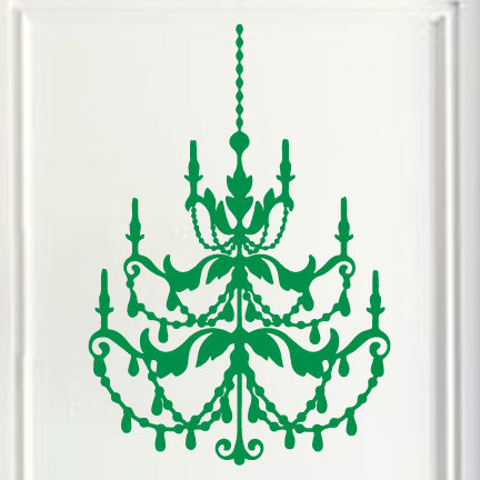 Décalcomanie murale lustre française, Vert clair, H 24 po x l 16 po x P 0,01 po