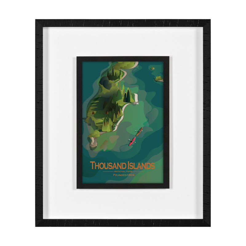 Thousand Islands GO (M)  By  Studio Framed Artwork Matted Under Glass, 25.5" H x 21.5" W, Black, White