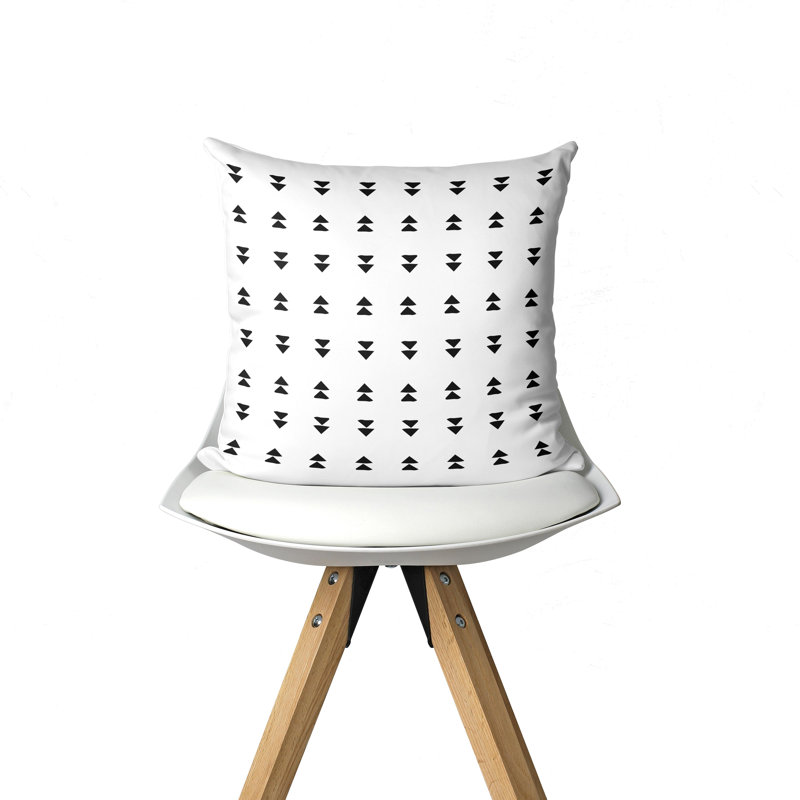 Housse de coussin d'intérieur en tissu fantaisiste noir et blanc Fanti, 16 po x 1 po