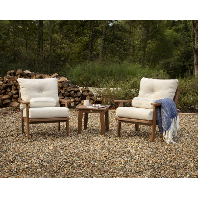 Chaise à assise profonde Lakeside, Toile de jute sable, Teck