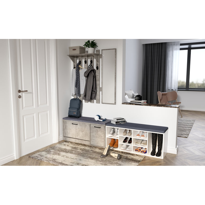 9 Pair Shoe Storage Cabinet, Grey