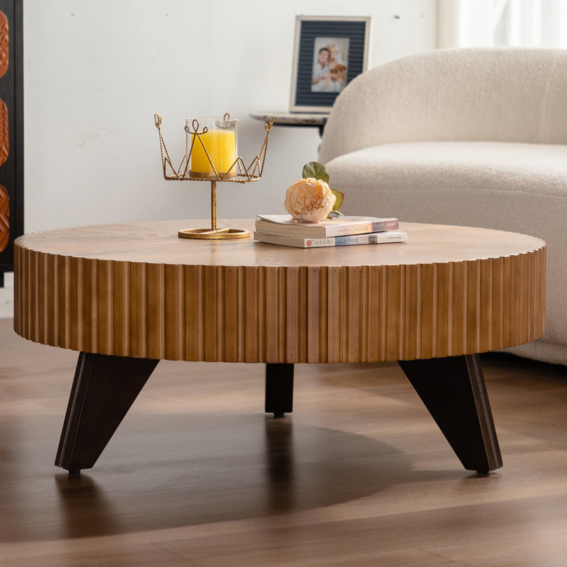 Table basse ronde 35,4 po, Naturel, Noir