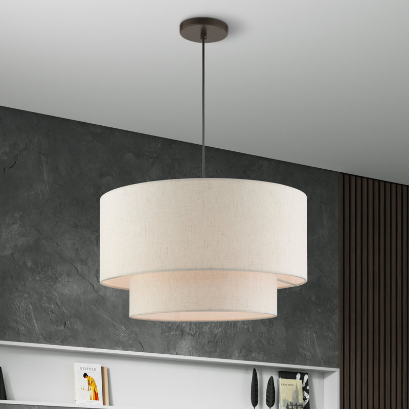 Lustre tambour 3 lumières Cruce, Bronze anglais