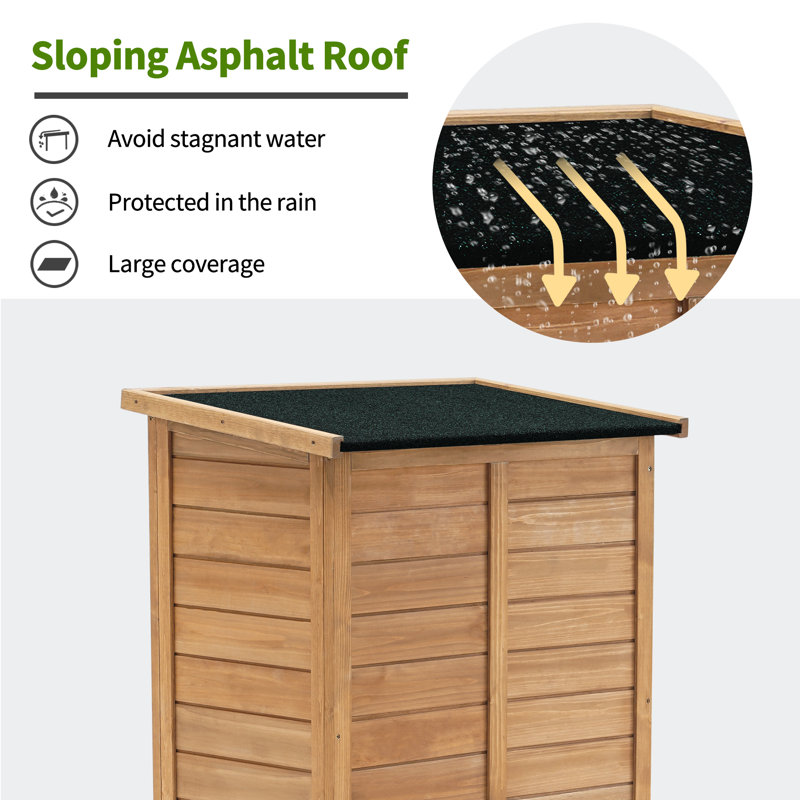 Natural Fir Wood Outdoor Storage Cabinet with Double Doors