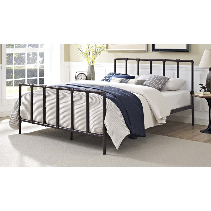 Dower Stainless Steel Bed, Brown, Queen