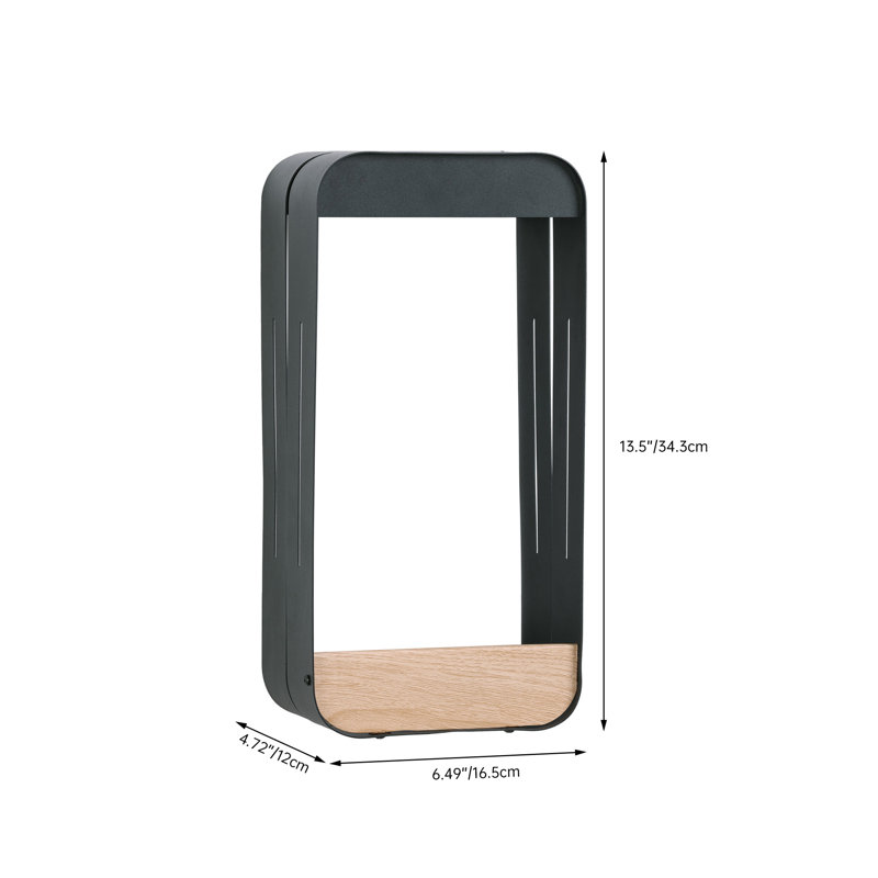 Metal Outdoor Walllight With Solar-Powered LED with Dusk to Dawn, 13.5" H x 6.49" W x 4.72" D, Black